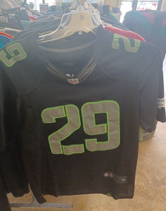 RARE Nike Black Seattle Seahawks #29 Fan NFL SMALL Sewn Stitched Jersey